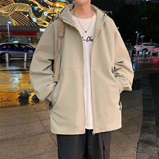 港风新款外景二开宽松夹克男纯色冲锋衣连帽外套MYJ24-7838-P65，男装夹克，星座717