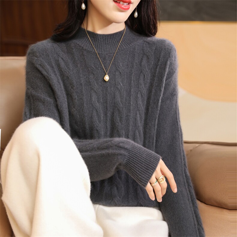 2024秋冬季新款半高领打底衫女羊毛衫内搭,女装羊毛衫,昭美羊绒