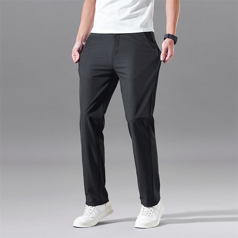 藏青色薄款冰丝抗皱休闲裤2026新款男士宽松直筒弹力透气运动裤，女装休闲裤，星座914