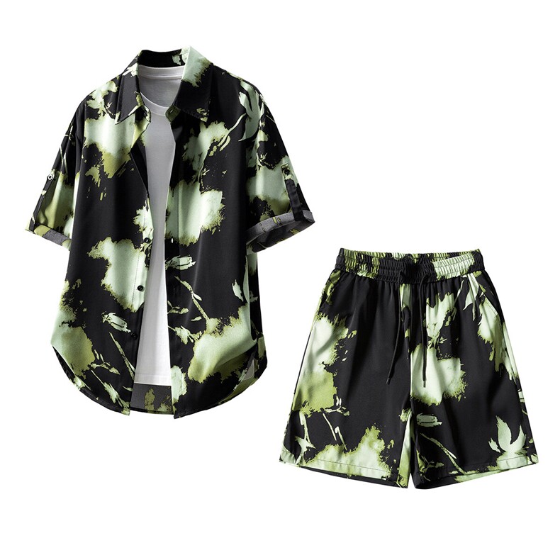 短袖衬衫男+短裤男潮流休闲套装男M-5XL大码TZ78710P50控98立体图，男装牛仔裤，星座227-7