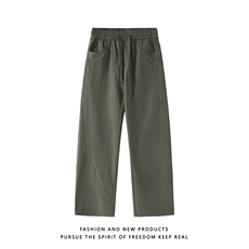 大秋冬加厚弯刀裤男港风机能工装裤宽松直筒休闲裤K10309-P35，男装工装外套，电商A099