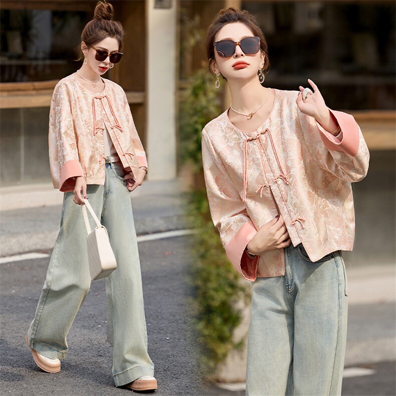 新中式国风外套女2025春秋新款小个子独特好看小香风短款唐装上衣，女装短外套，关键词