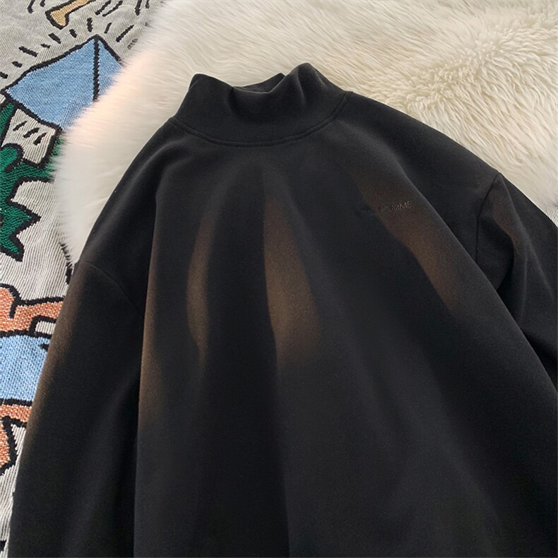秋冬大码美式情侣双面德绒半中高领打底衫T恤内搭长袖T277/特P25,男装T恤,星座608A