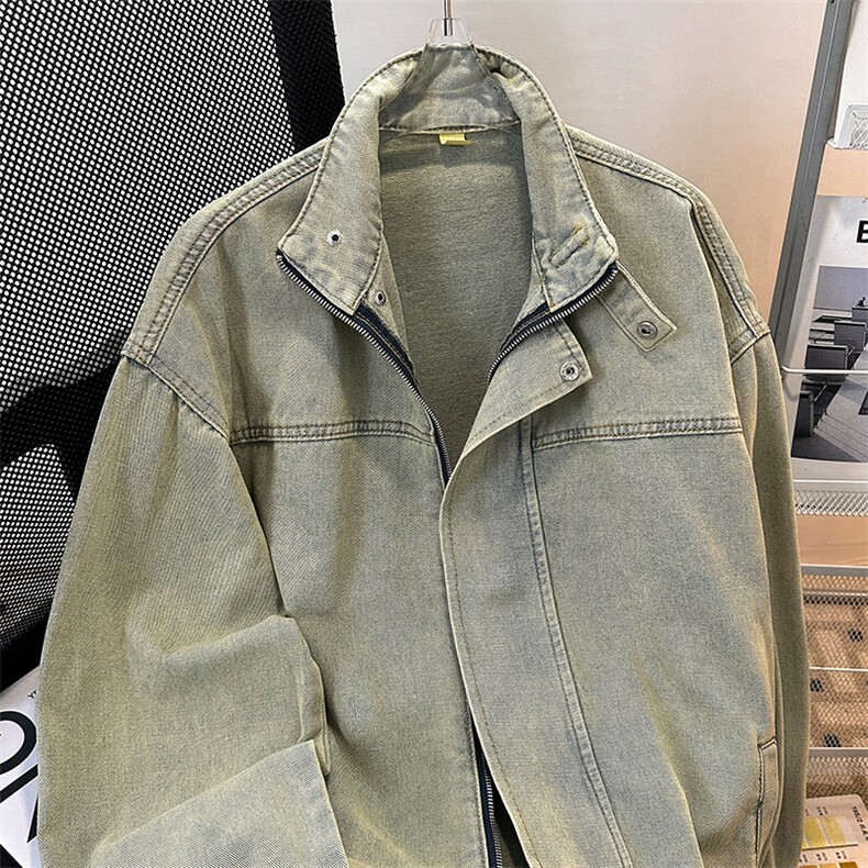 牛仔外套男美式宽松休闲立领夹克港风时尚潮牌上衣服JK0893-P75图片