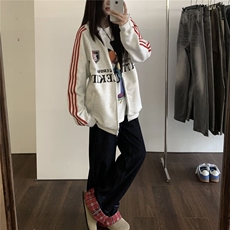 5328-P52原版做工食毛华棉复合牛奶丝休闲宽松外套薄款，女装卫衣/绒衫，星座617A-2