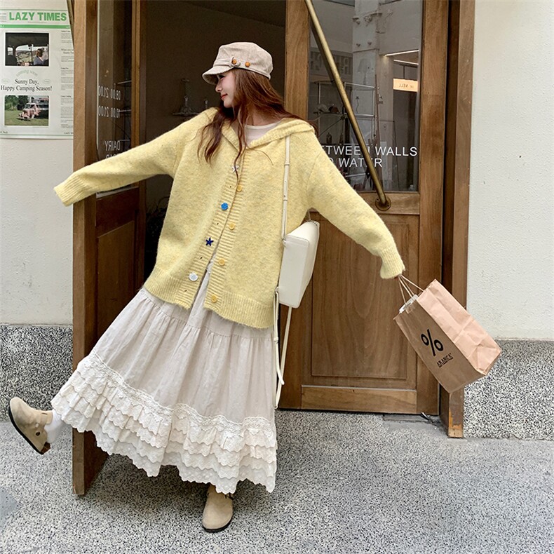 慵懒风灰色连帽毛衣开衫外套女秋季2025新款高级感宽松针织上衣潮图片