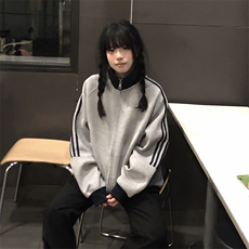 抖音得物高品质美式高街重磅结构设计拼接织带立领卫衣外套CM42，女装短外套，电商A486-1