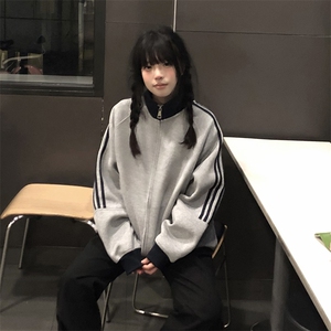抖音得物高品质 美式高街重磅结构设计拼接织带立领卫衣外套 CM42图片