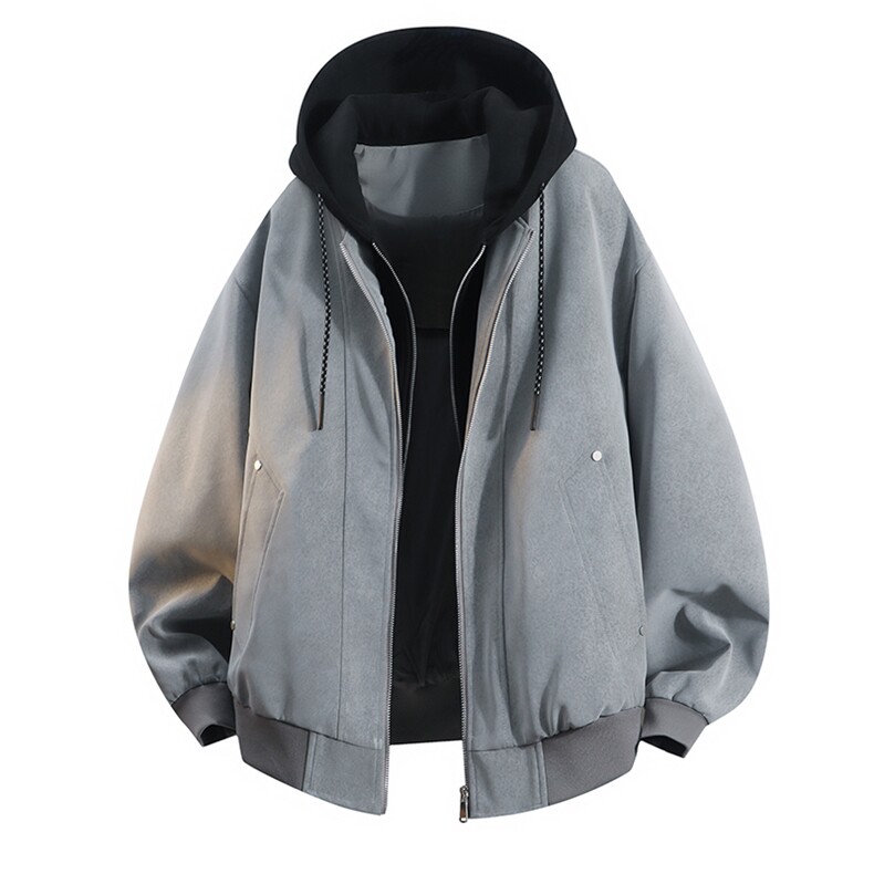 秋季新款连帽大码夹克翻领男女宽松痞帅潮流外套A436-2531-P80，男装夹克，电商A436