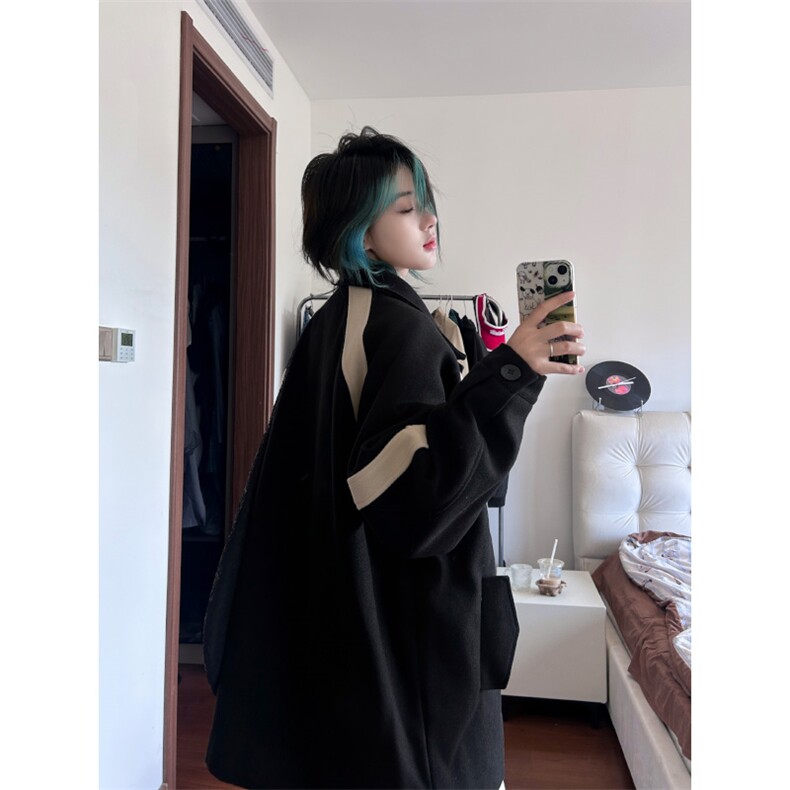 中长款情侣呢子大衣男2025秋冬季呢子外套女XZ514-2-672-P118,女装短外套,星座514-2(原B239)