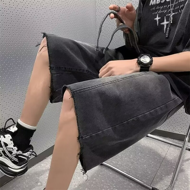 牛仔短裤按韩版潮流高街帅2024夏季新款ins宽松五分裤RK1611-P38,男装牛仔裤,星座412-2