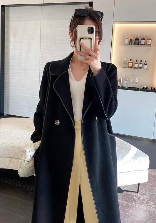 2022新款明线设计修身显瘦羊毛双面呢大衣,女装其它,L·H·X