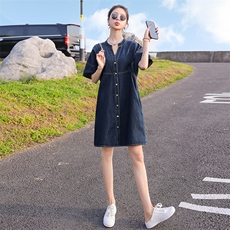 2023年夏款新款宽松休闲短袖V领薄款牛仔裙，女装连衣裙，瑶迪依秀