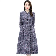 欣贝拉新款长袖碎花连衣裙XBL098优雅显瘦，女装连衣裙，欣贝拉