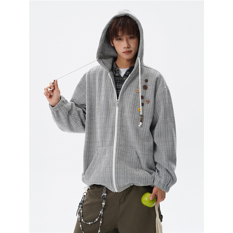 WY10193-特P52 加绒特P58 加厚雪尼尔满天星连帽卫衣大码外套男图片