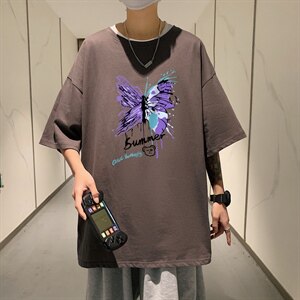 短袖男夏宽松纯棉T恤男百搭港风韩版情侣中性日系潮DT0266P20