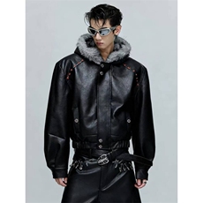 网图美潮PU皮机车服红铆钉座山雕棉服外套W1888/特P148，男装棉衣，电商B350