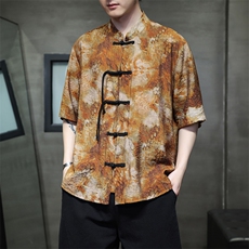 新中式提花风潮T恤短袖民族服饰盆扣汉服时尚唐装T2411-P58，男装T恤，电商A227