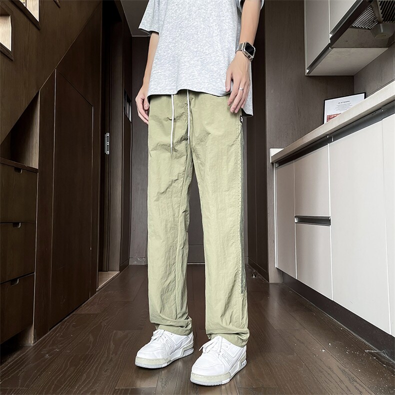 侧边条纹夏季男士夏季薄款宽松休闲速干直筒裤图片