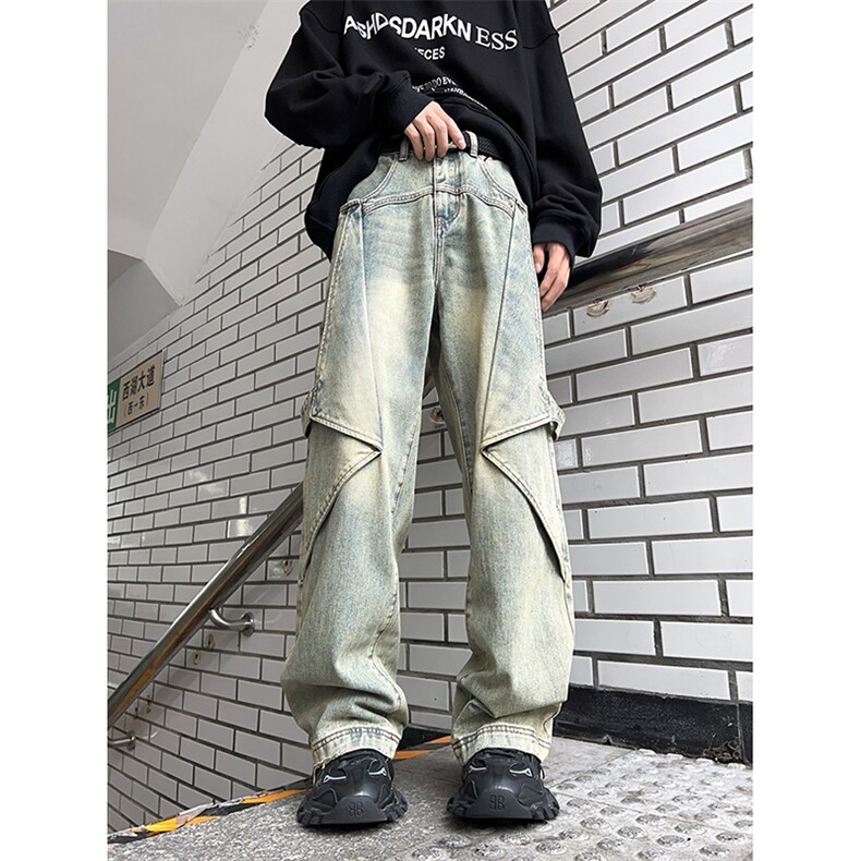 秋冬季美式高街牛仔裤男潮牌个性显高设计感休闲裤G625/P58,男装牛仔裤,电商D202