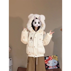 1506A/G78690/P99日系学院风毛领小熊连帽棉服女学生，男装棉衣，星座1506A