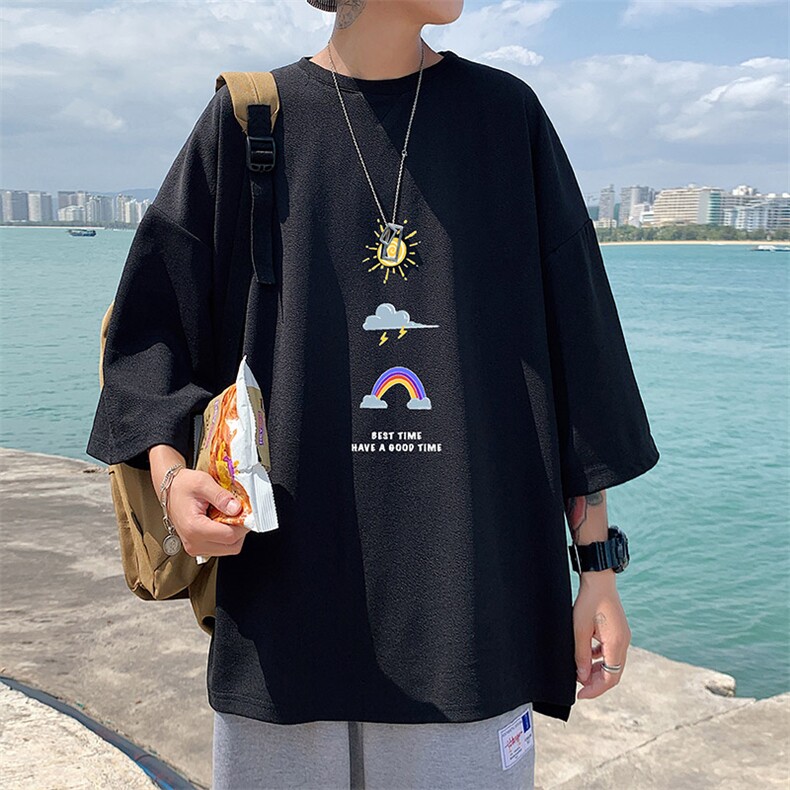 Q11141-P30春夏季七分袖t恤男大码五分袖男短袖中袖,男装T恤,电商A040