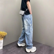 1506/QB8270/P59潮牌牛仔裤男秋冬新款宽松拼接大码休闲拖地裤，男装牛仔裤，星座1506