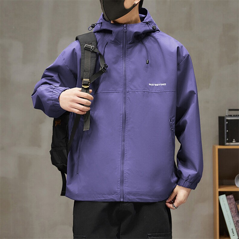 冲锋衣连帽夹克男宽松落肩纯色上衣外套DSA157B-JK727-P58,男装夹克,电商A157B