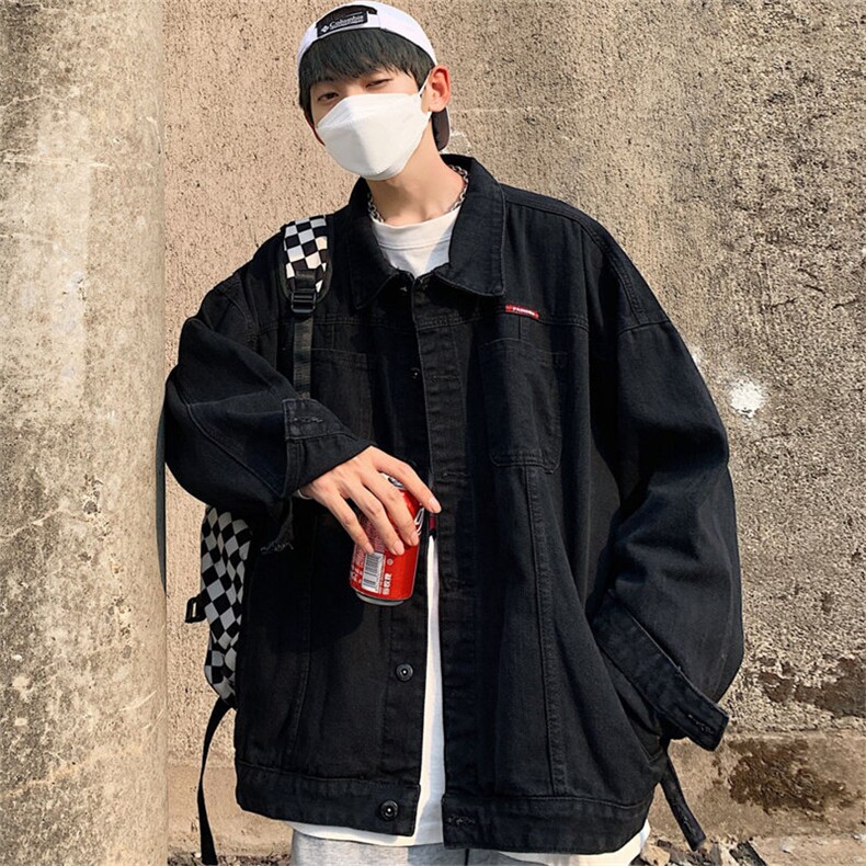深蓝色牛仔外套男春秋季美式高街潮牌工装夹克青少年大码休闲上衣,男装夹克,星座1103-3