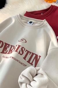 星座212A-W593加绒  P60控78 加绒加厚圆领套头印花休闲卫衣男图片