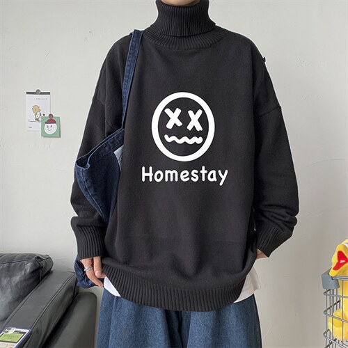 韩版潮流时尚高领休闲毛衣港风2024秋冬针织衫男A161-2-M2058-P50，男装针织衫/毛衣，电商A161-2