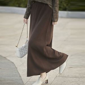 秋冬新款高腰显瘦羊毛半身裙简约优雅百搭通勤裙装,女装半身裙,东远绒业