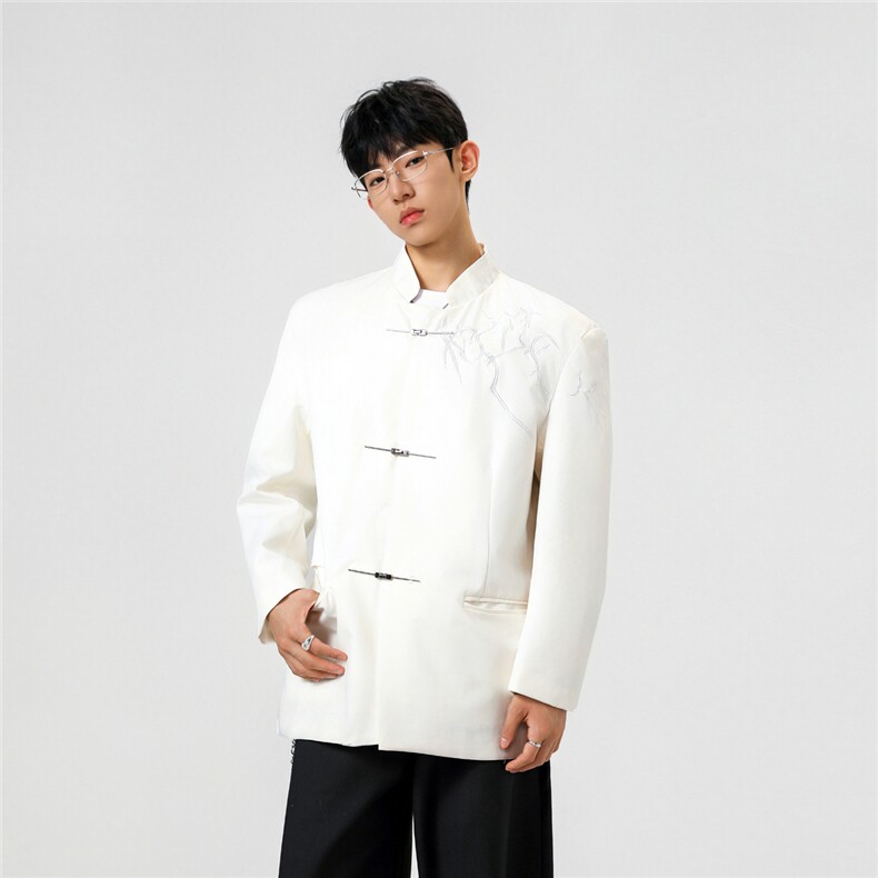 可二开「折棘」荆棘立体绣设计大码M-5XL中式西服XF78058P90控138，男装西服，星座227-7