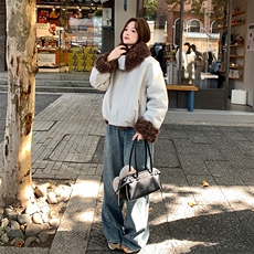 新款美式复古派克服加厚短款皮毛一体p225-k328，女装派克服，2D075