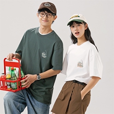 2025夏季新款男装日系潮牌印花圆领宽松短袖休闲T恤半袖T888-F40，男装T恤，电商A101（原外27）