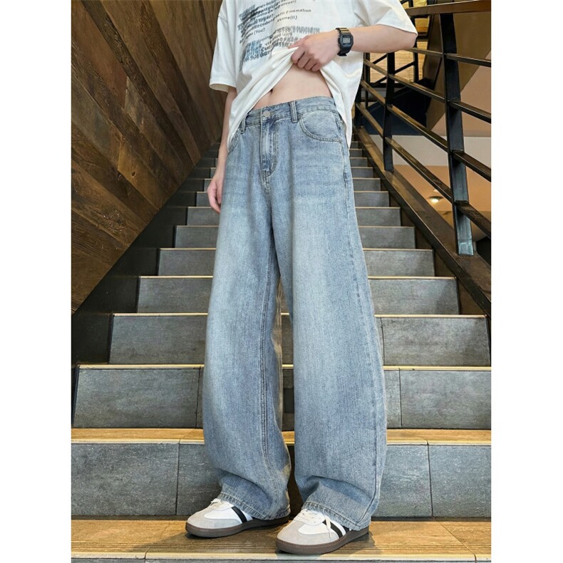 牛仔裤子男冬季加绒直筒裤宽松新款弯刀秋冬牛仔裤青少年长裤，男装牛仔裤，星座302A-2