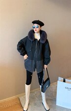 狐狸毛领拼接牛仔派克，其它，E品