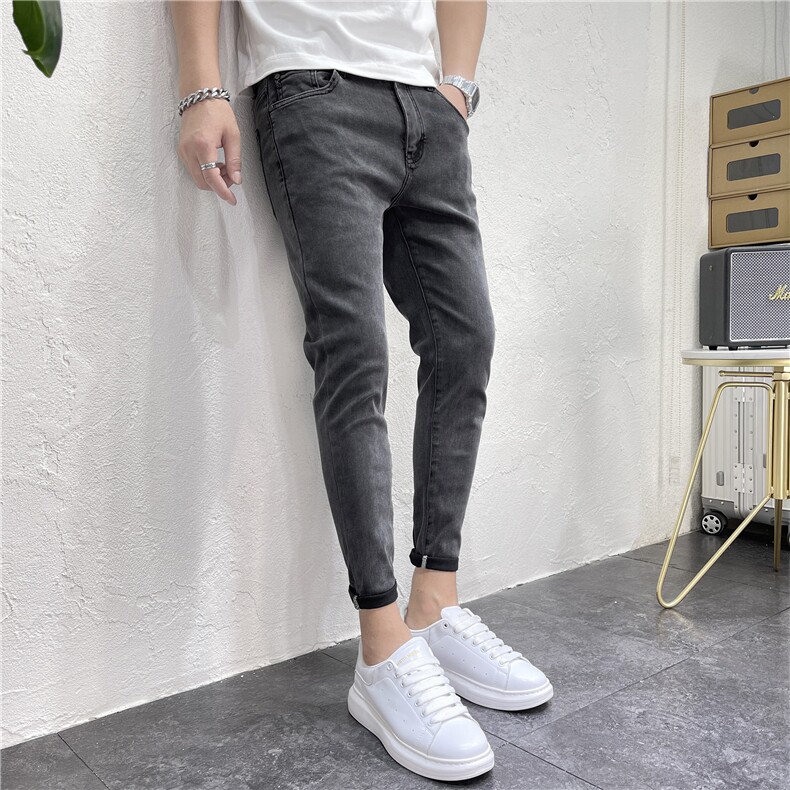 2024秋季修身休闲男士牛仔裤男灰色净版小脚裤D311G2310P80，男装牛仔裤，电商D311
