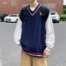 2022日系新款学院风复古针织毛衣马甲秋冬外搭宽松背心M517-P38，男装针织衫/毛衣，星座512-2