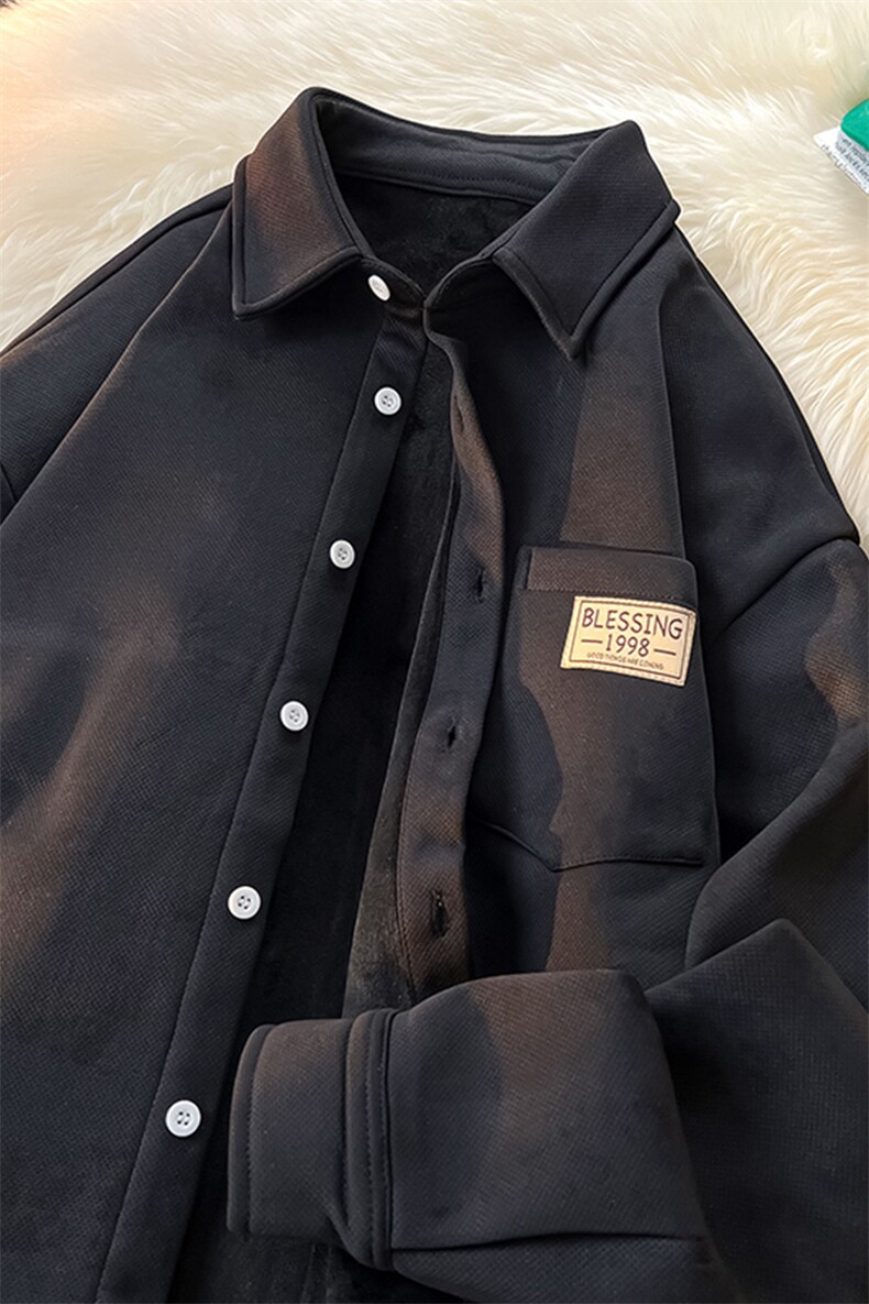 8XL-M秋冬款加绒加厚衬衫男做旧脏脏保暖外套大码衬衣CS29002P65,男装衬衫,电商B312