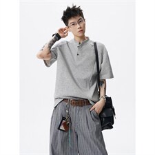 网图-夏季高街痞帅POLO衫正肩拼接男装短袖T恤大码上衣S430-特28，男装T恤，电商A233-1