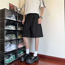 抖音品质夏季新款简约双褶宽松短裤西裤B315-K25763-特p30控58，男装休闲裤，电商B315