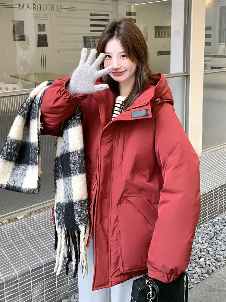 安可拉红连帽加厚棉服2c309-7717-p165-k248,女装棉衣/棉服,2C309