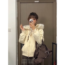 小个子日系度假出行风杏色棉服外套冬季2025新款氛围感设计棉衣，男装棉衣，星座1210-1