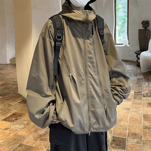 美式复古休闲夹克男生秋季户外运动机能风连帽外套cleanfit上衣服图片