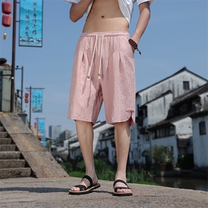 新中式提花盘扣宽松休闲五分裤803-P55图片