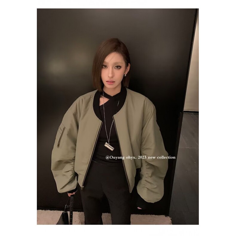 流行时尚新款原宿简约气质ins潮流百搭文艺双面穿帽子可拆卸皮衣图片