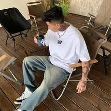 1506/GT2320/P32高端重磅纯棉短袖t恤男士字母印美式上衣夏，男装T恤，星座1506A