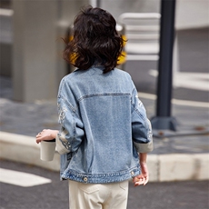 牛仔刺绣外套女春秋2025新款小个子短款百搭时尚洋气休闲夹克上衣，女装短外套，靓衣阁