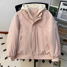 !潮流冬季连帽拉链加绒加厚棉衣情侣撞色棉服外套MY5567-P78，男装棉衣，星座610B-1